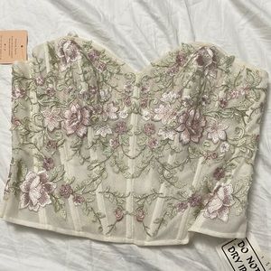 Watters bridal embroidered strapless corset.